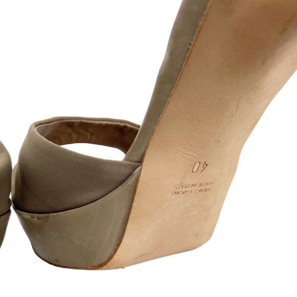 Guglielmo Rotta Beige Platform Heel Open Toe‎ Leather Trim Womens Size 40 EU - Picture 10 of 15
